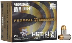 Federal Personal Defence Ammo 9mm Luger +P HST 124gr 20/Box